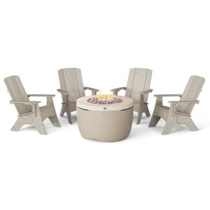 Halo Firepit with Set of 4 Adirondacks
